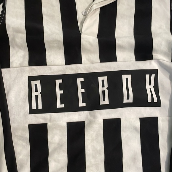 Reebok Mens Black Vertical Stripe Long Sleeve Polo - Picture 3 of 8